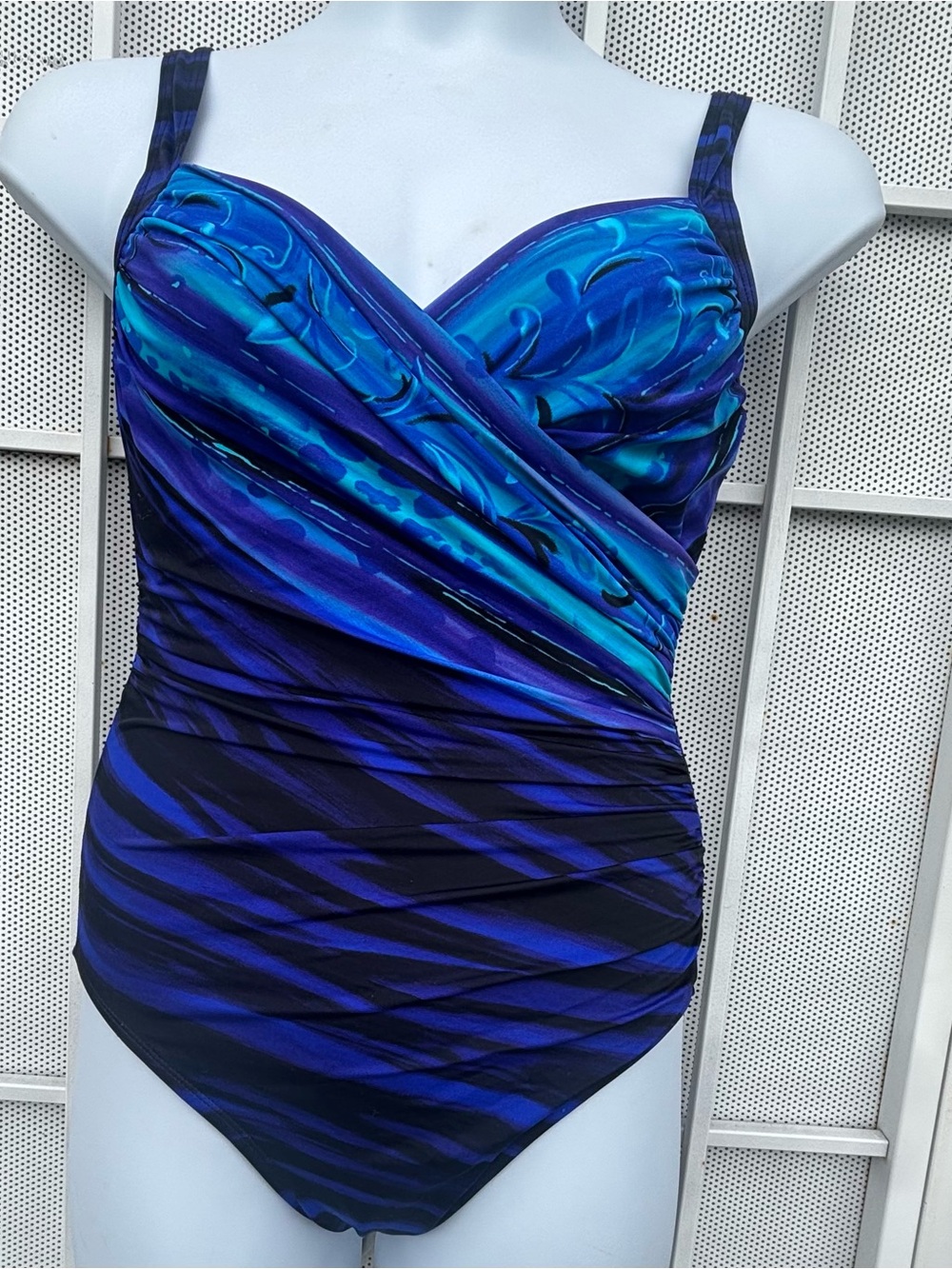 Kirklands Blue & Teal Ruched One-Piece Swimsuit